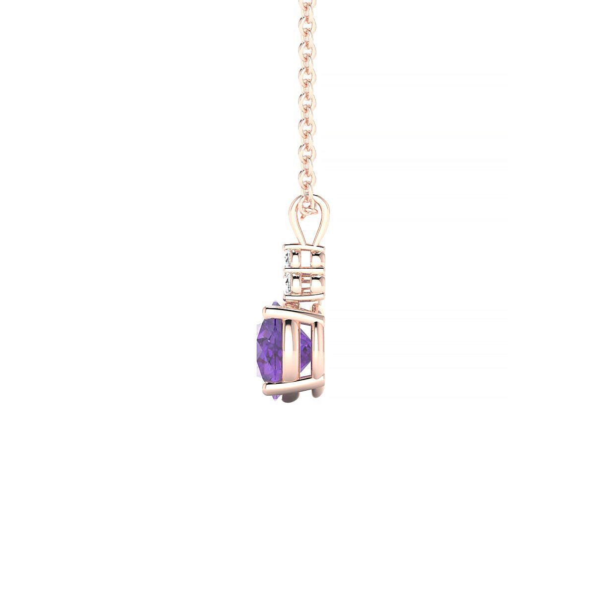Mirage | 18k Rose Gold 6 mm Round Amethyst Pendant
