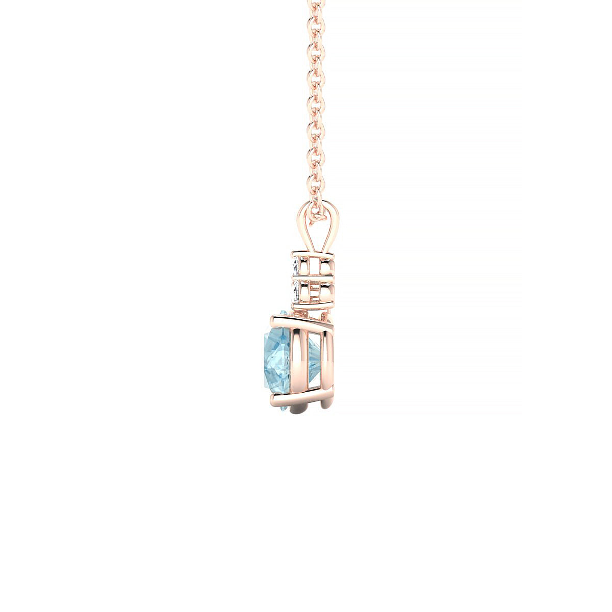 Mirage | 18k Rose Gold 6 mm Round Aquamarine Pendant