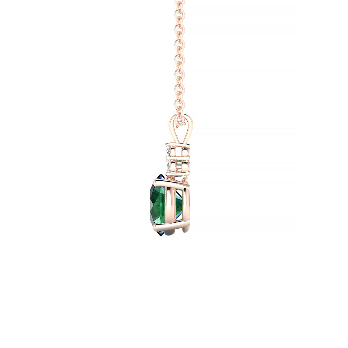 Mirage | 18k Rose Gold 6 mm Round Emerald Pendant