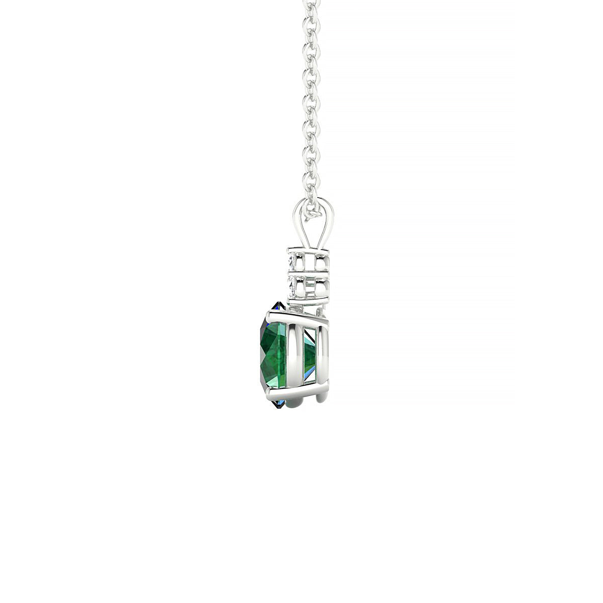 Mirage | 18k White Gold 6 mm Round Emerald Pendant