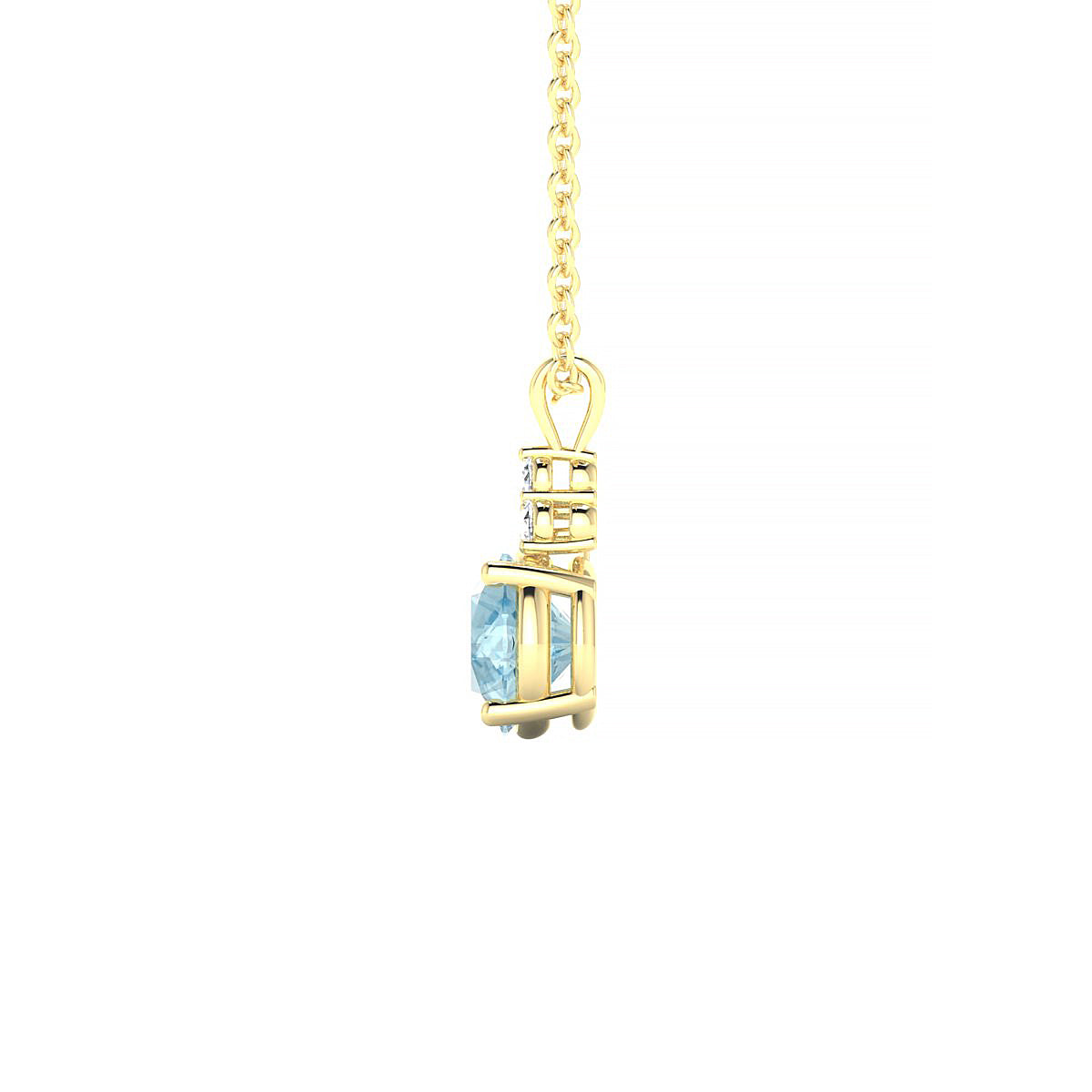 Mirage | 18k Yellow Gold 6 mm Round Aquamarine Pendant