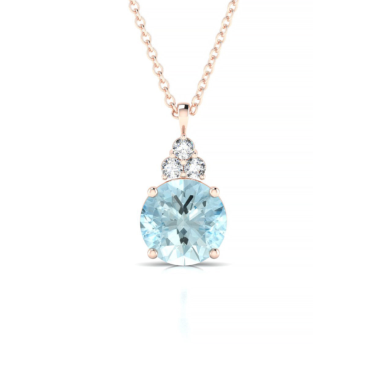 Mirage | 18k Rose Gold 8 mm Round Aquamarine Pendant