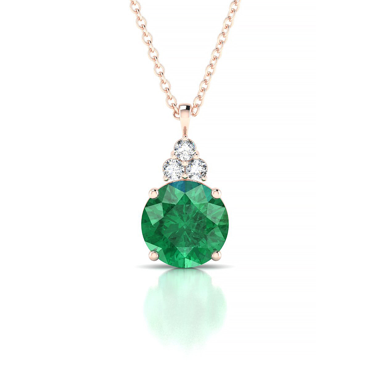Mirage | 18k Rose Gold 8 mm Round Emerald Pendant