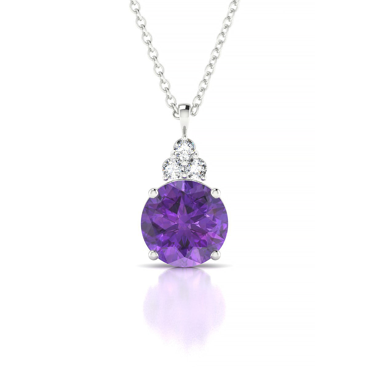 Mirage | 18k White Gold 8 mm Round Amethyst Pendant