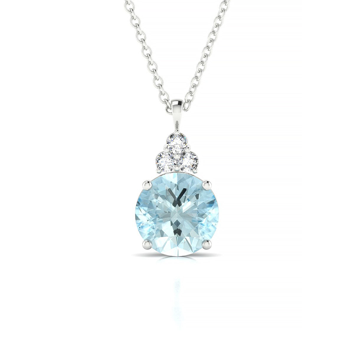 Mirage | 18k White Gold 8 mm Round Aquamarine Pendant