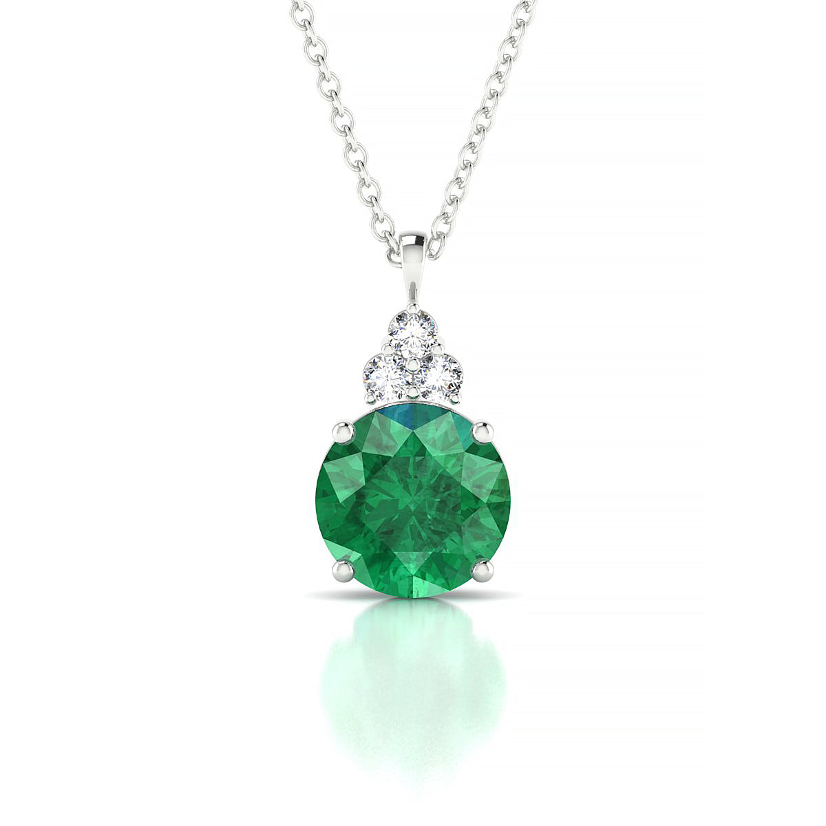 Mirage | 18k White Gold 8 mm Round Emerald Pendant