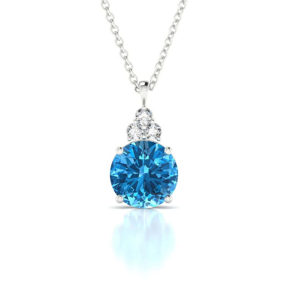 Mirage | 18k White Gold 8 mm Round Topaz Pendant