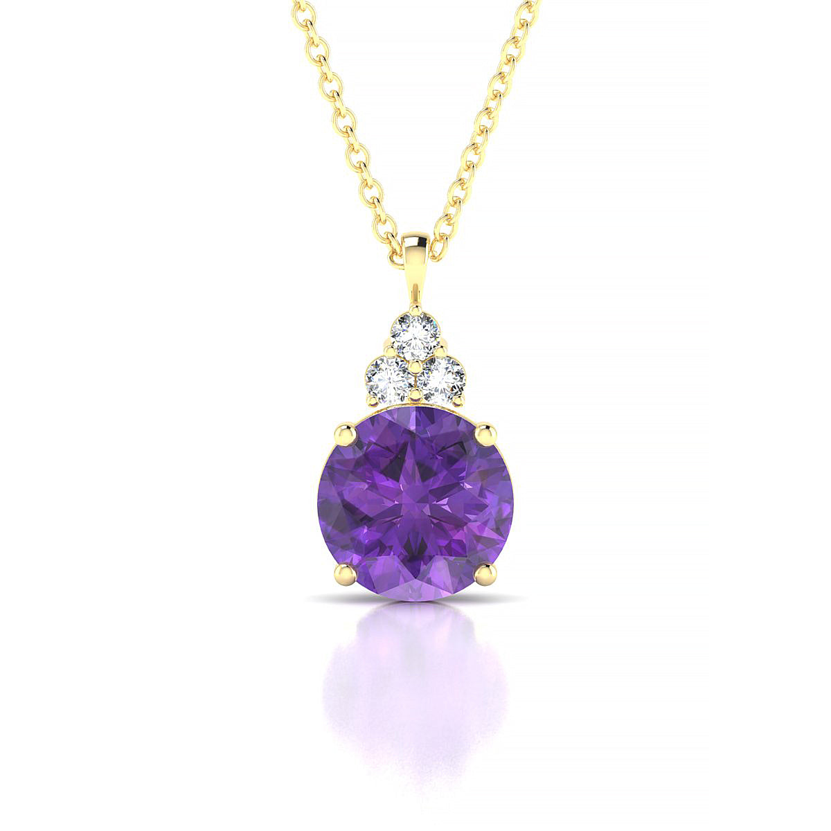Mirage | 18k Yellow Gold 8 mm Round Amethyst Pendant