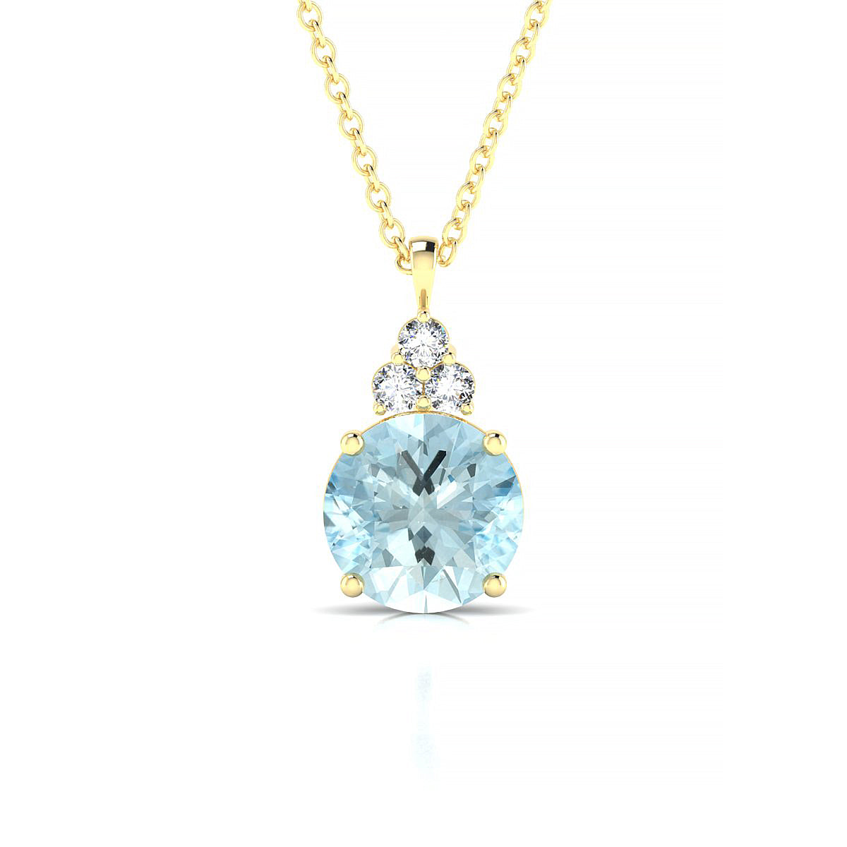Mirage | 18k Yellow Gold 8 mm Round Aquamarine Pendant