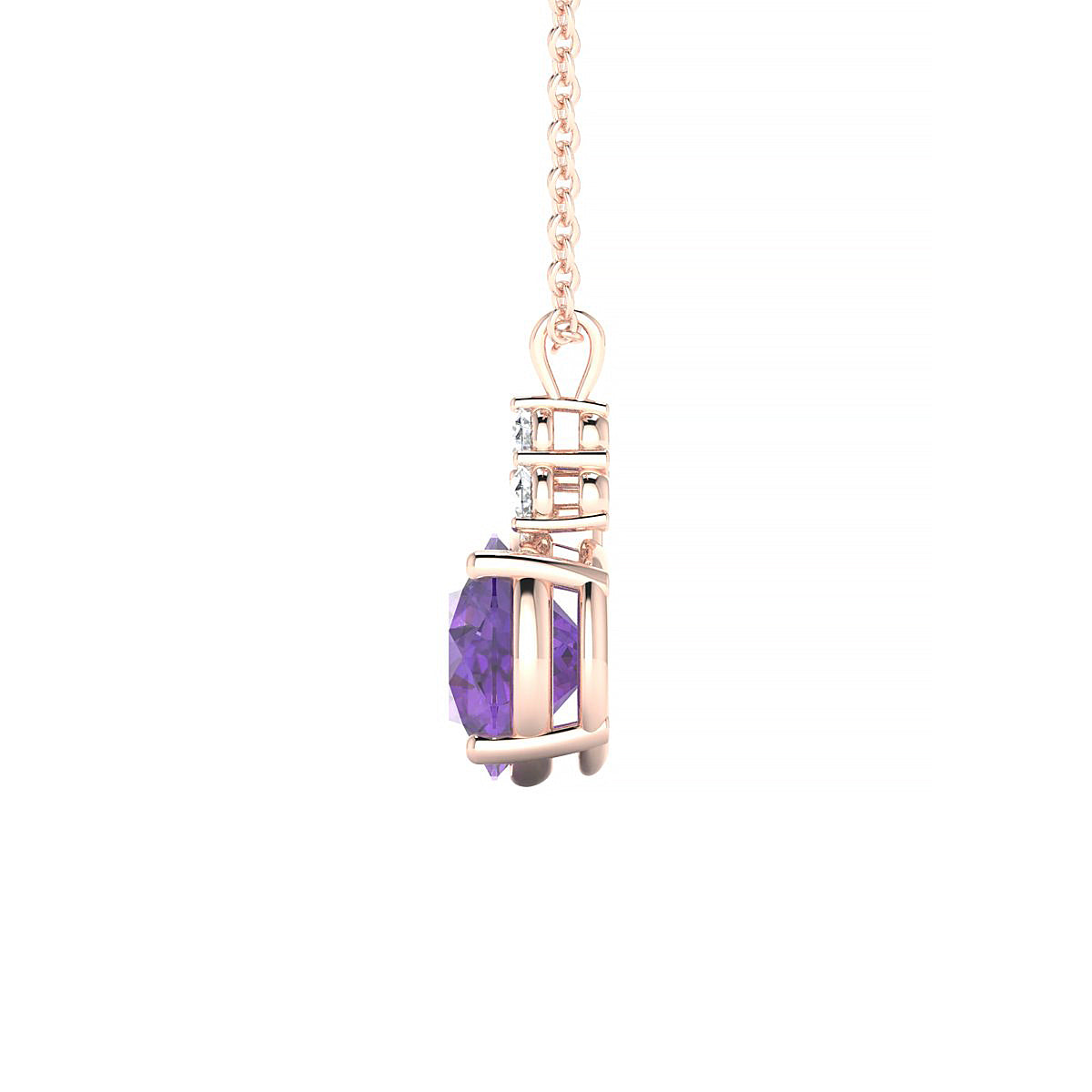 Mirage | 18k Rose Gold 8 mm Round Amethyst Pendant