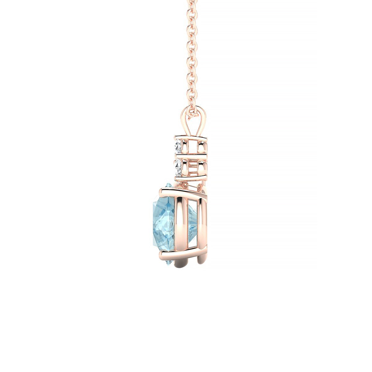 Mirage | 18k Rose Gold 8 mm Round Aquamarine Pendant