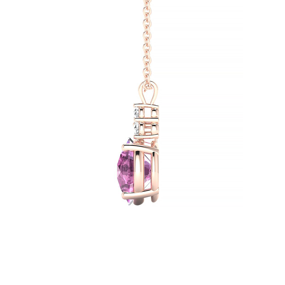 Mirage | 18k Rose Gold 8 mm Round Pink Sapphire Pendant