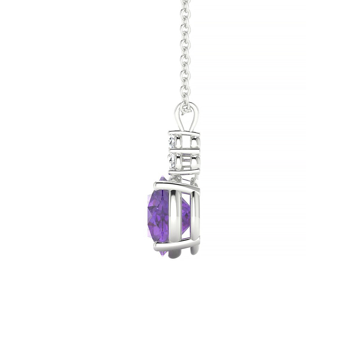Mirage | 18k White Gold 8 mm Round Amethyst Pendant