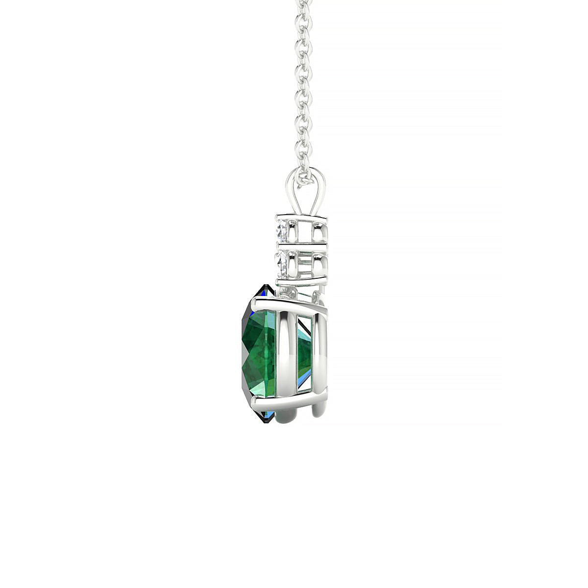 Mirage | 18k White Gold 8 mm Round Emerald Pendant