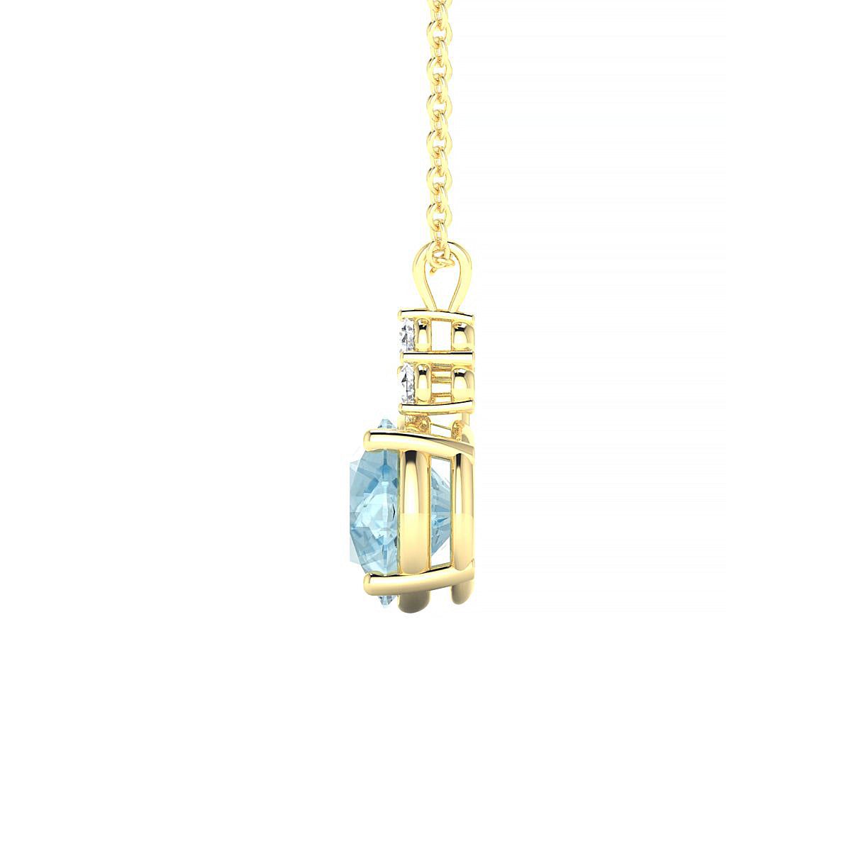 Mirage | 18k Yellow Gold 8 mm Round Aquamarine Pendant