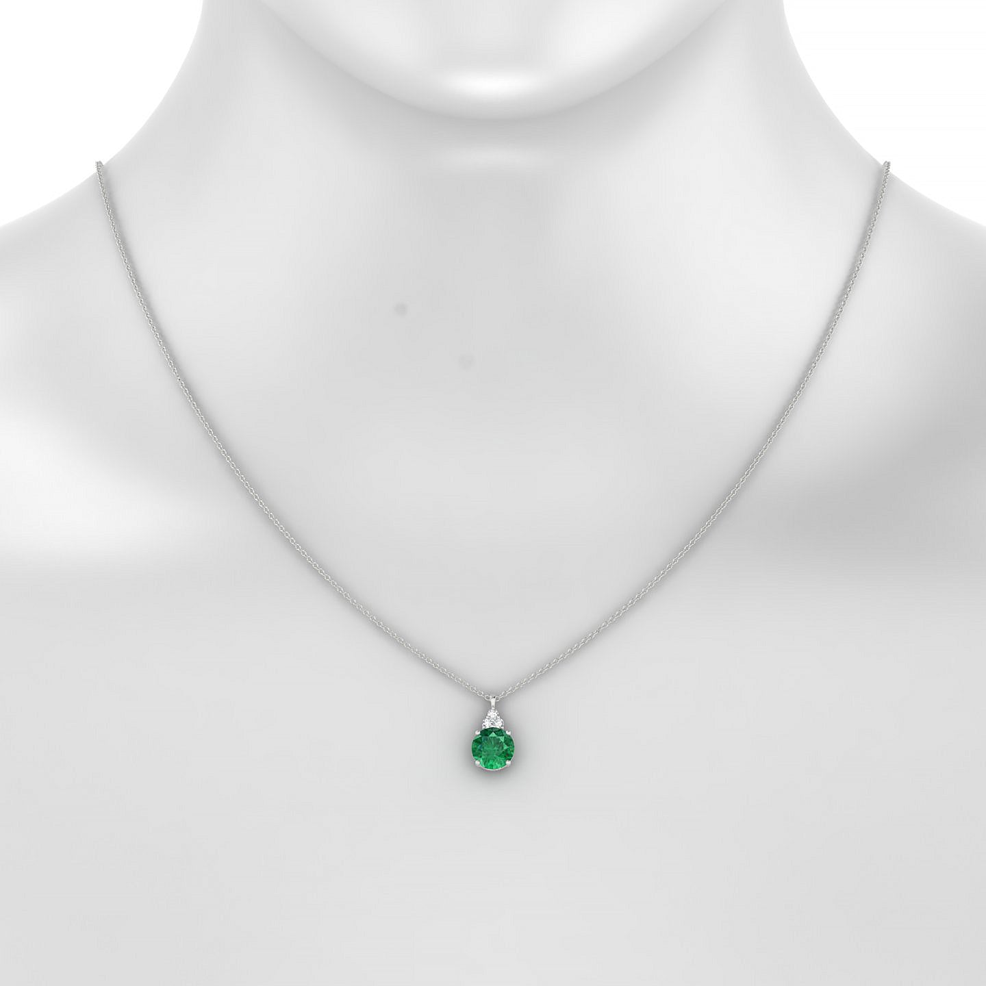 Mirage | 18k White Gold 8 mm Round Emerald Pendant