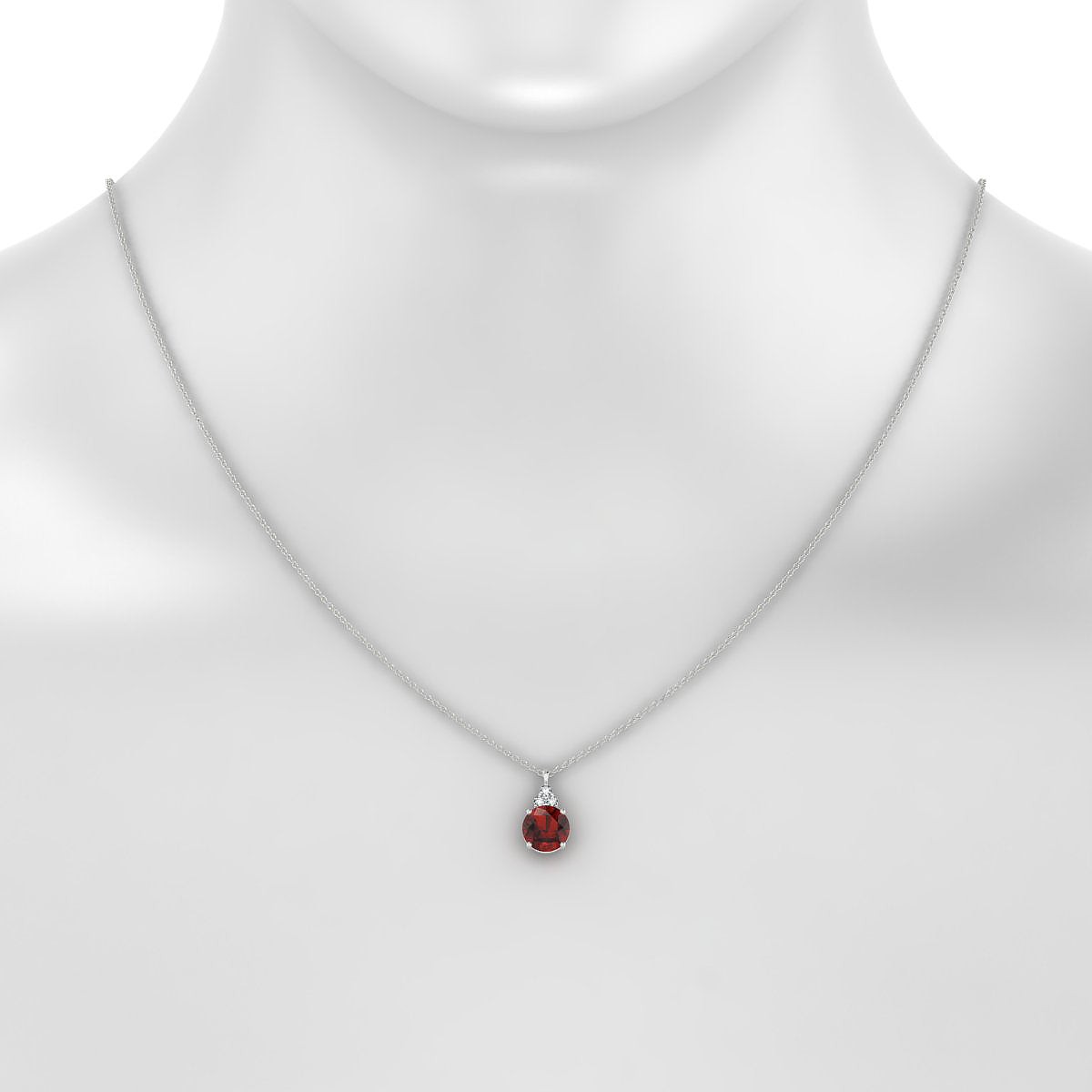 Mirage | 18k White Gold 8 mm Round Garnet Pendant