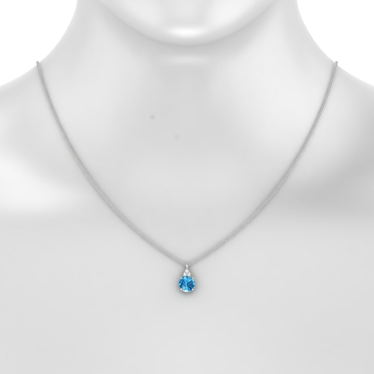 Mirage | 18k White Gold 8 mm Round Topaz Pendant