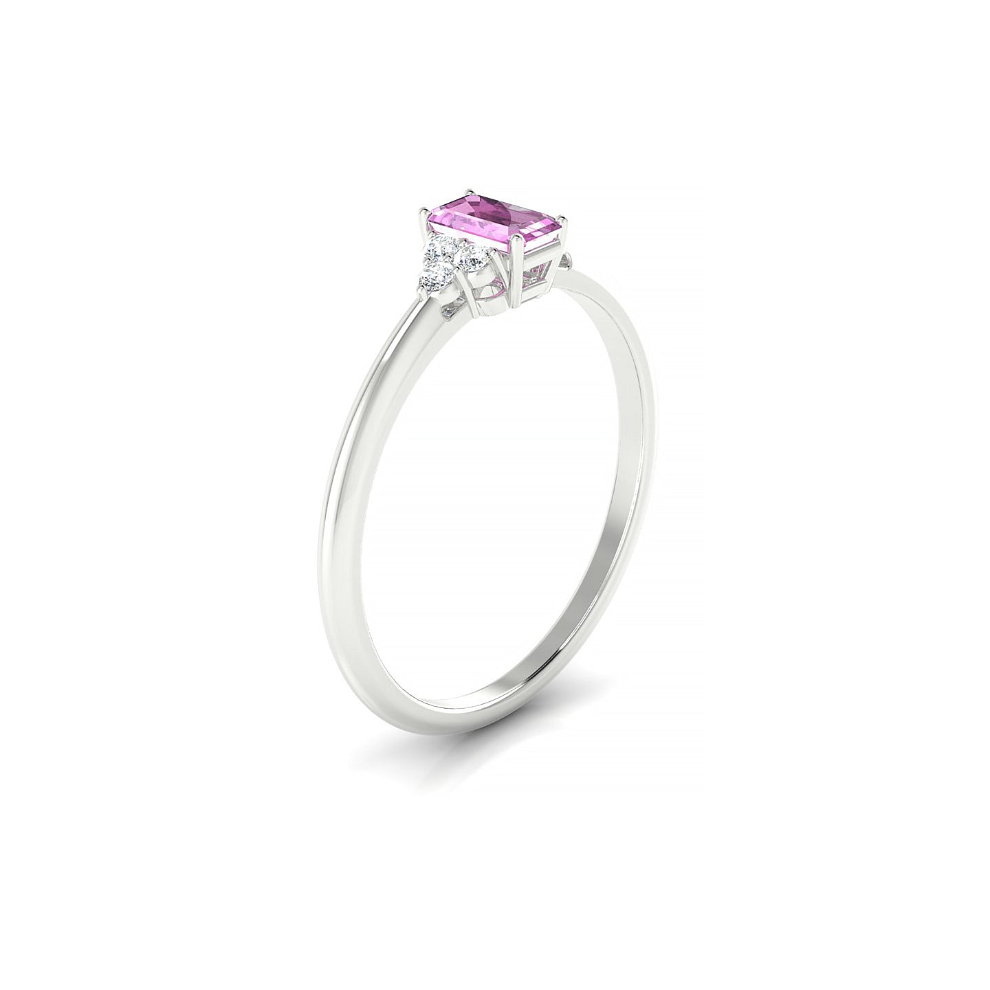 Mirage | 18k White Gold 5 x 3 mm Emerald Pink Sapphire Ring