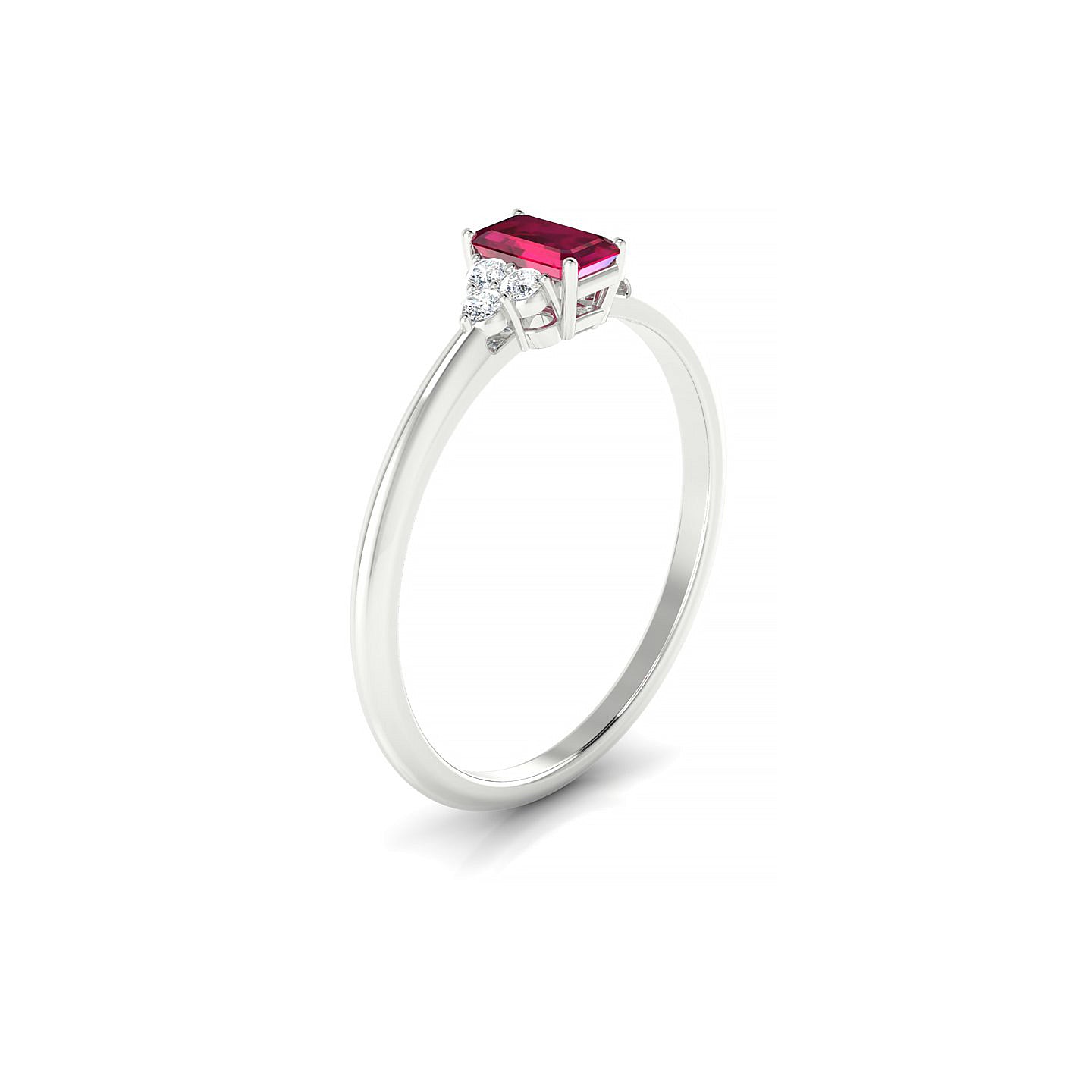 Mirage | 18k White Gold 5 x 3 mm Emerald Ruby Ring
