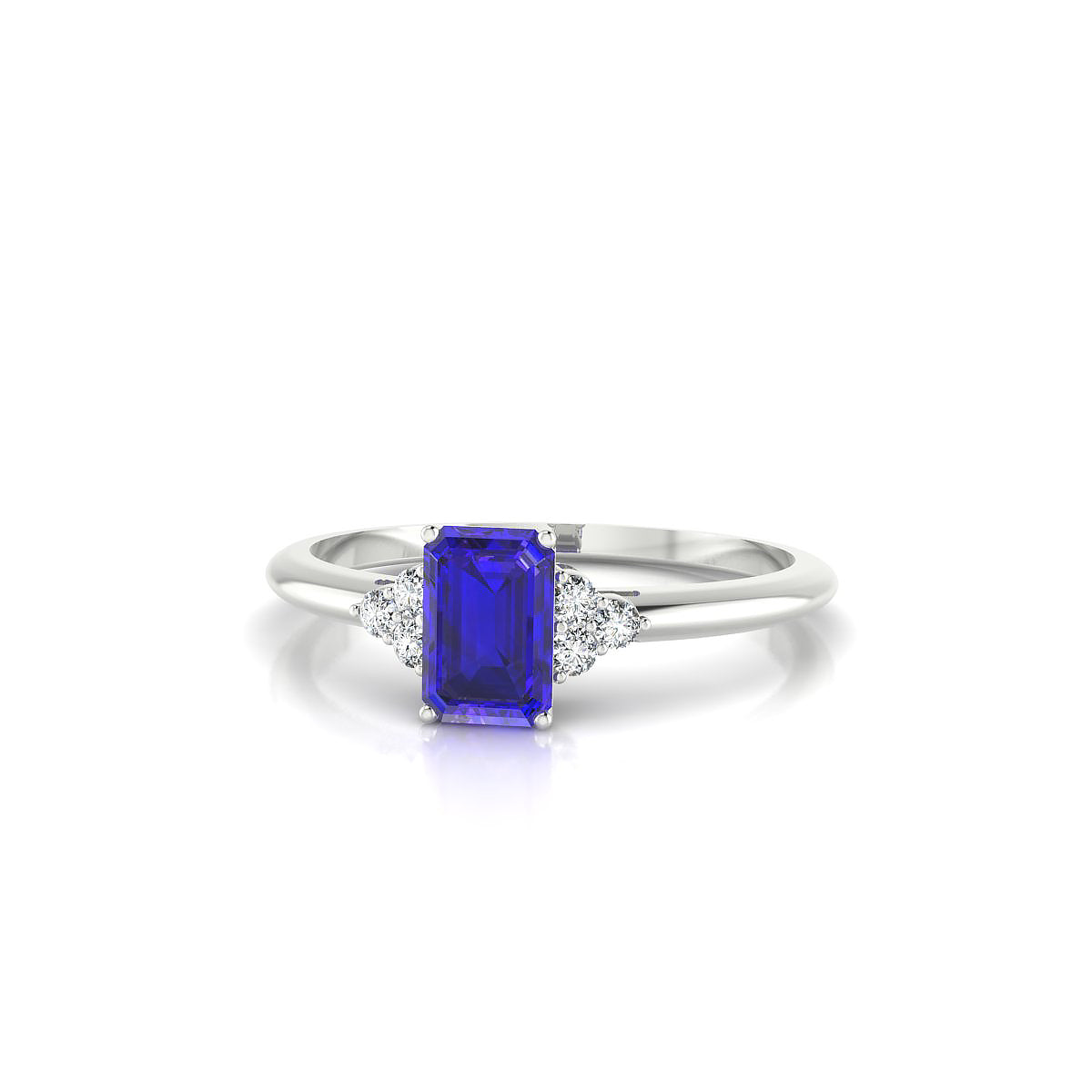 Mirage | 18k White Gold 6 x 4 mm Emerald Tanzanite Ring