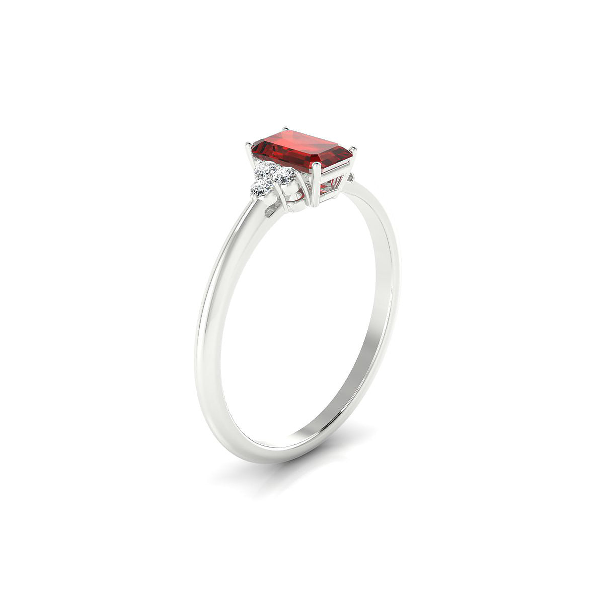 Mirage | 18k White Gold 6 x 4 mm Emerald Garnet Ring