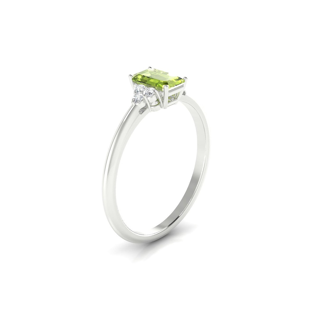 Mirage | 18k White Gold 6 x 4 mm Emerald Peridot Ring