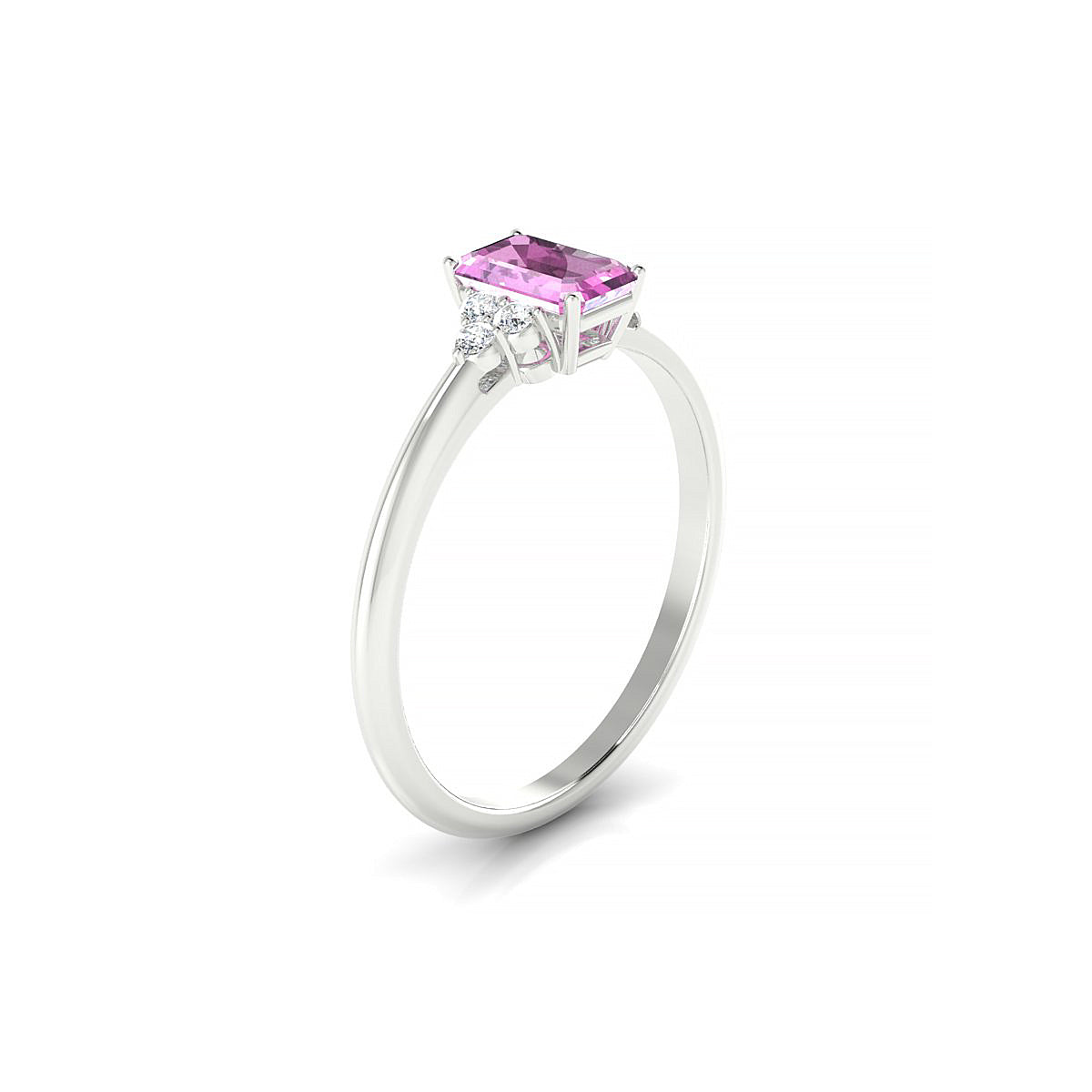 Mirage | 18k White Gold 6 x 4 mm Emerald Pink Sapphire Ring