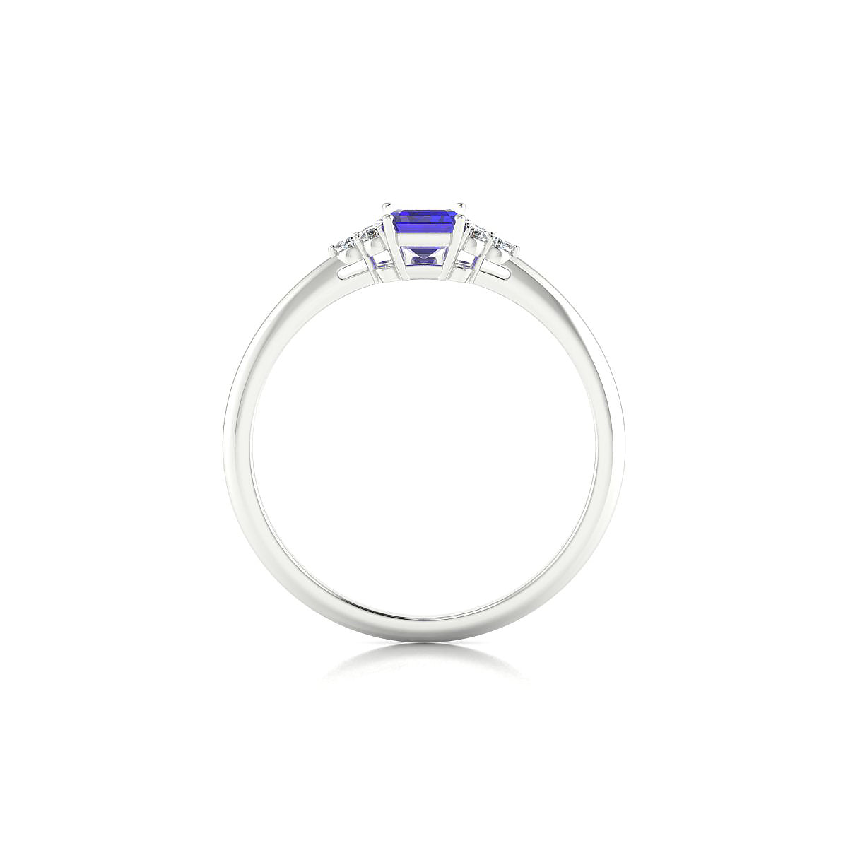Mirage | 18k White Gold 6 x 4 mm Emerald Tanzanite Ring