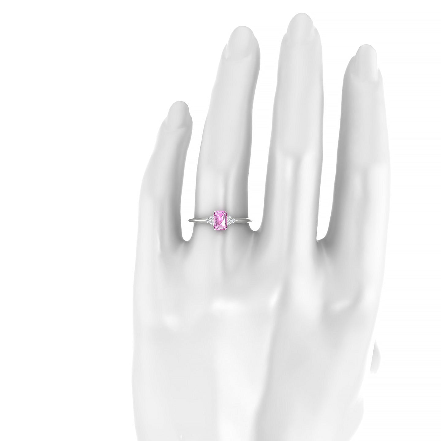 Mirage | 18k White Gold 6 x 4 mm Emerald Pink Sapphire Ring