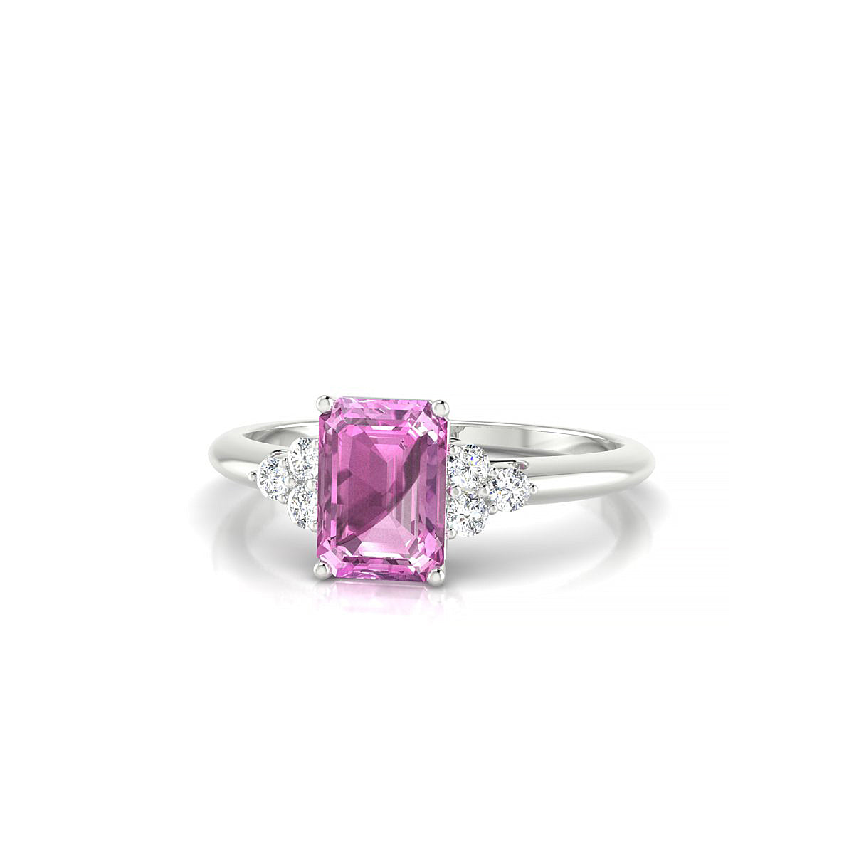 Mirage | 18k White Gold 7 x 5 mm Emerald Pink Sapphire Ring