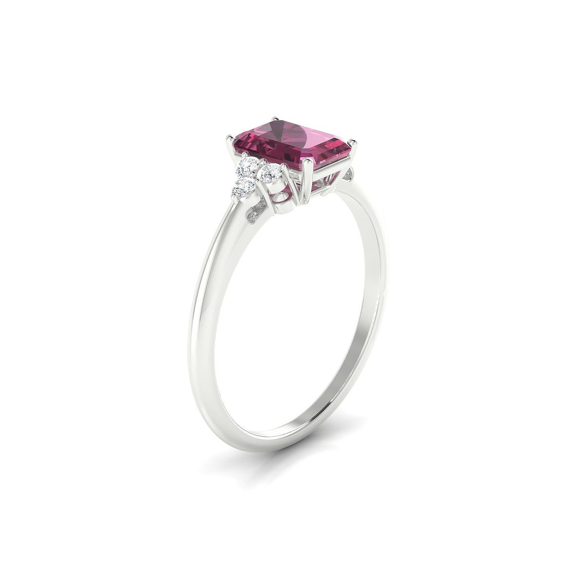 Mirage | 18k White Gold 7 x 5 mm Emerald Rhodolite Ring
