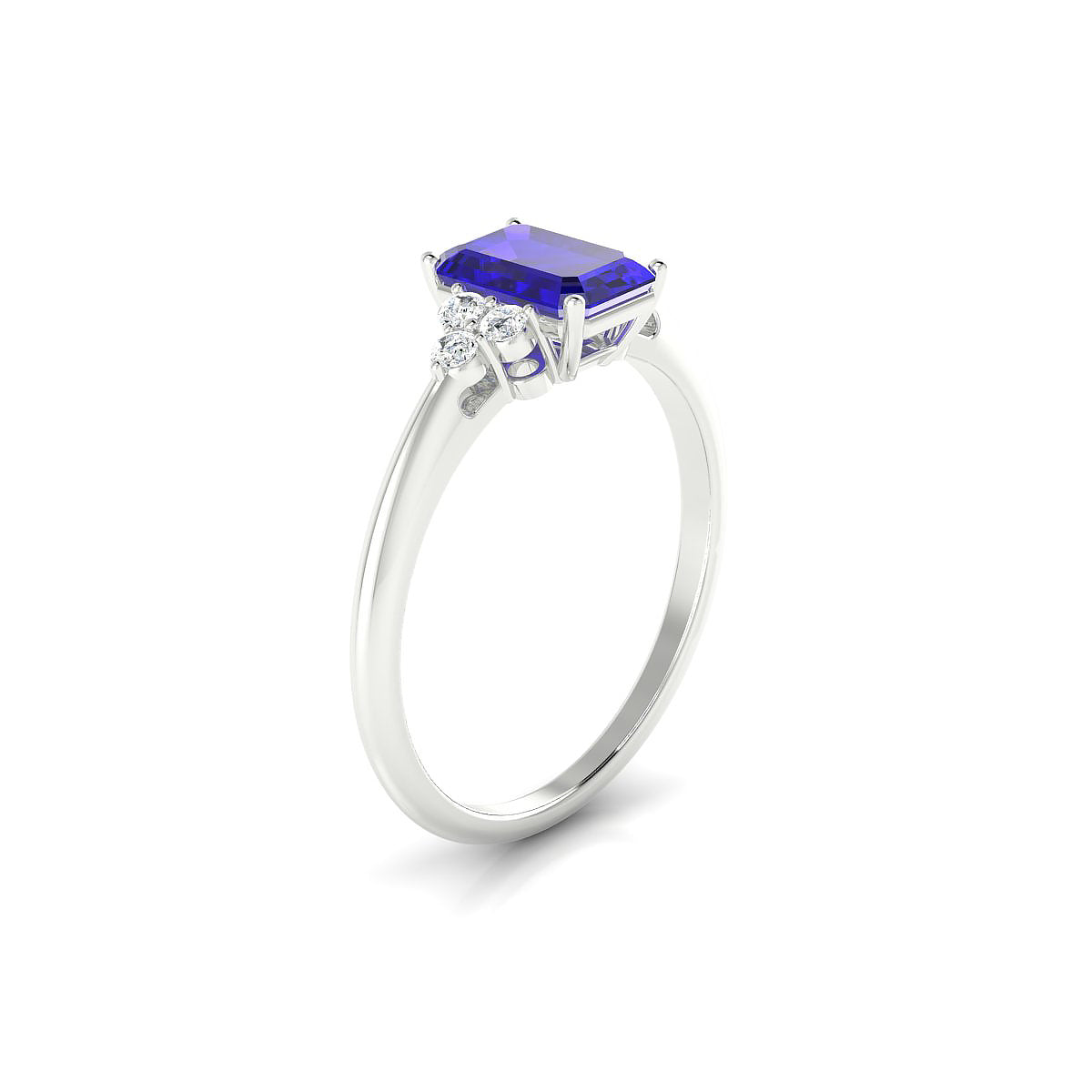 Mirage | 18k White Gold 7 x 5 mm Emerald Tanzanite Ring