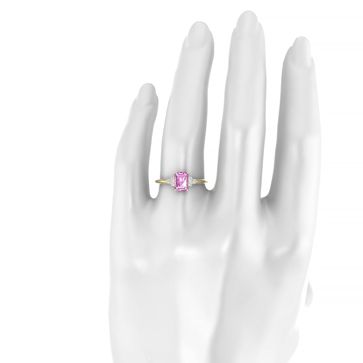 Mirage | 18k Yellow Gold 7 x 5 mm Emerald Pink Sapphire Ring