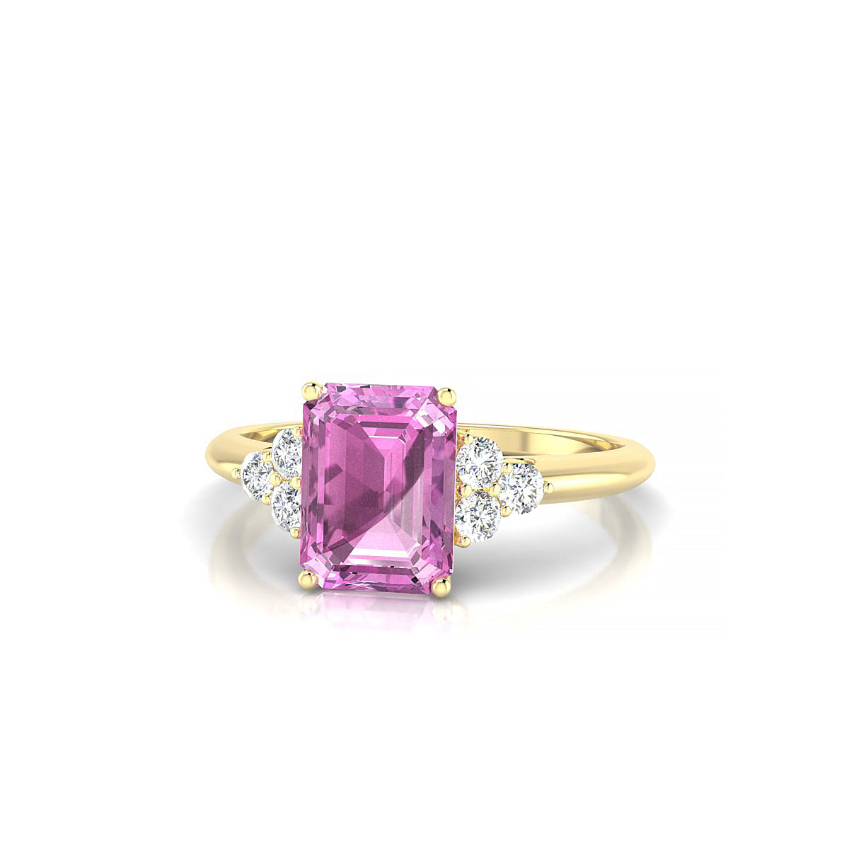 Mirage | 18k Yellow Gold 8 x 6 mm Emerald Pink Sapphire Ring