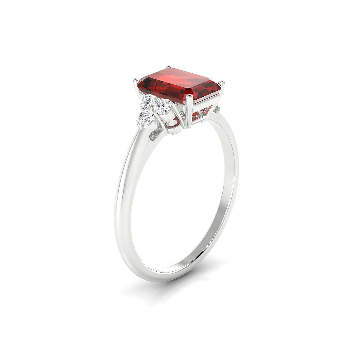Mirage | 18k White Gold 8 x 6 mm Emerald Garnet Ring