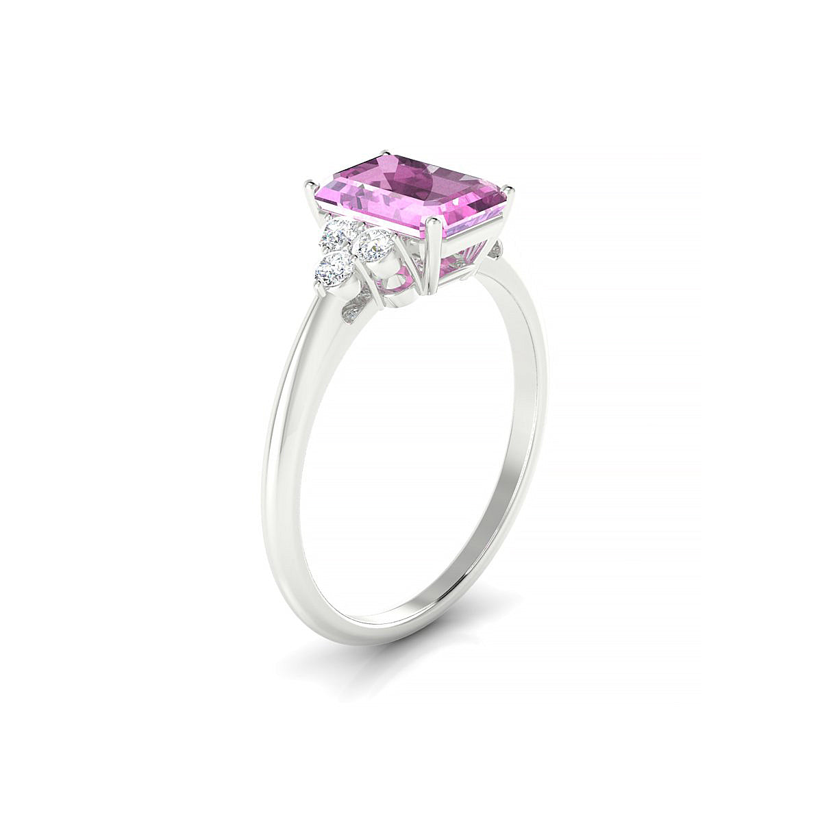 Mirage | 18k White Gold 8 x 6 mm Emerald Pink Sapphire Ring