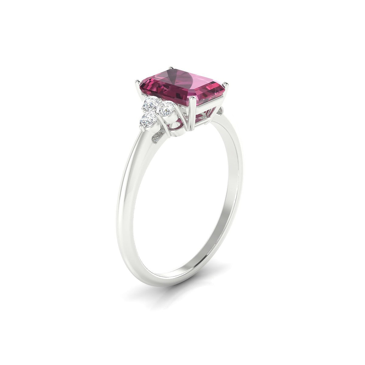 Mirage | 18k White Gold 8 x 6 mm Emerald Rhodolite Ring