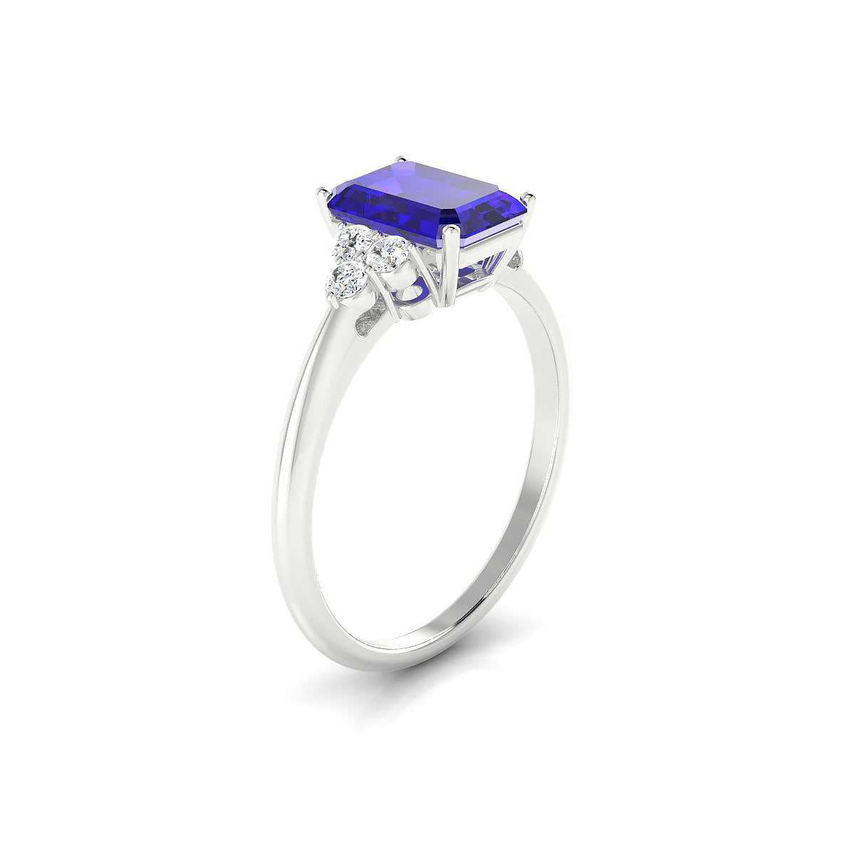 Mirage | 18k White Gold 8 x 6 mm Emerald Tanzanite Ring