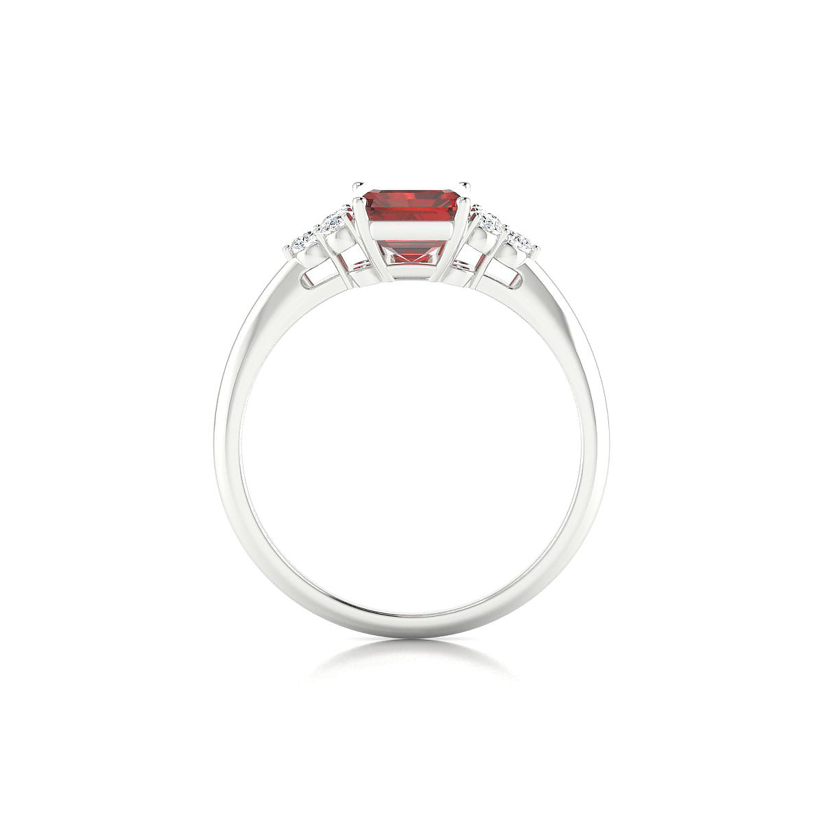 Mirage | 18k White Gold 8 x 6 mm Emerald Garnet Ring