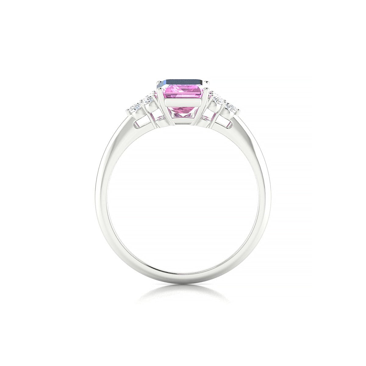 Mirage | 18k White Gold 8 x 6 mm Emerald Pink Sapphire Ring