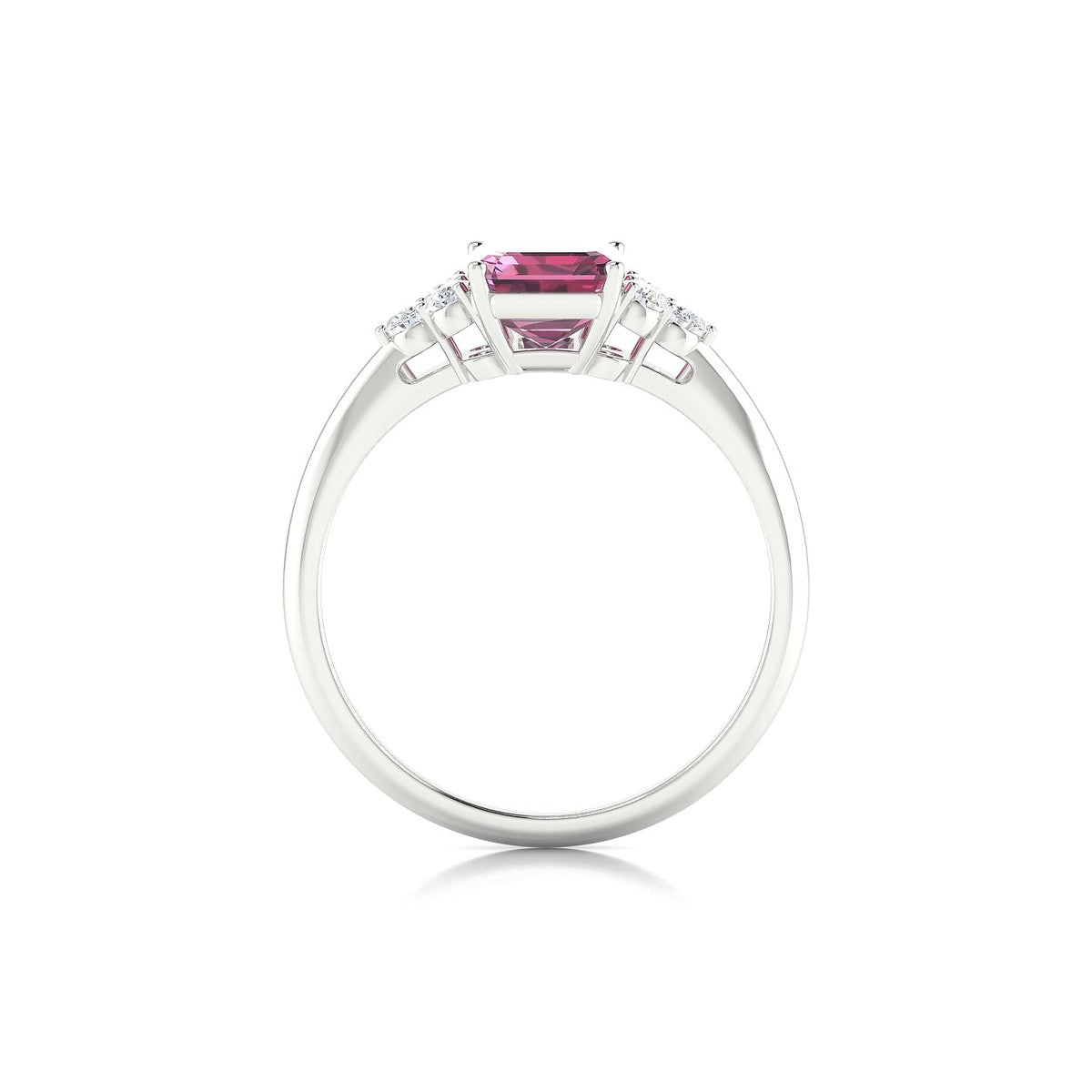 Mirage | 18k White Gold 8 x 6 mm Emerald Rhodolite Ring