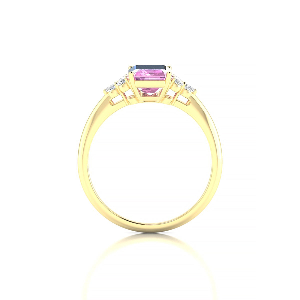 Mirage | 18k Yellow Gold 8 x 6 mm Emerald Pink Sapphire Ring