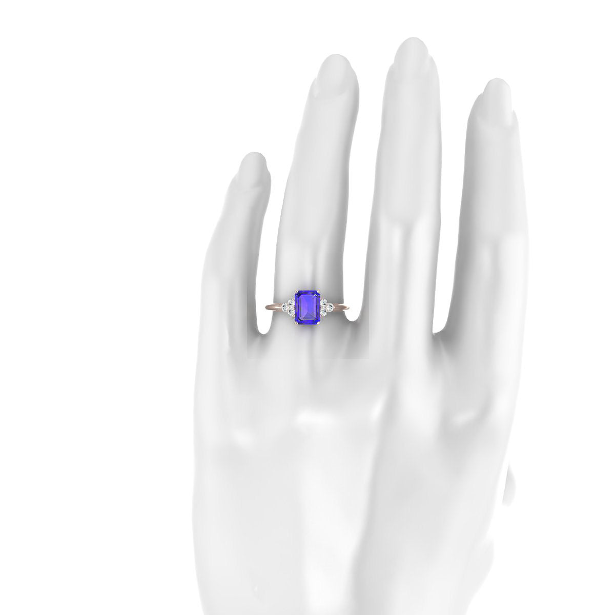 Mirage | 18k Rose Gold 8 x 6 mm Emerald Tanzanite Ring