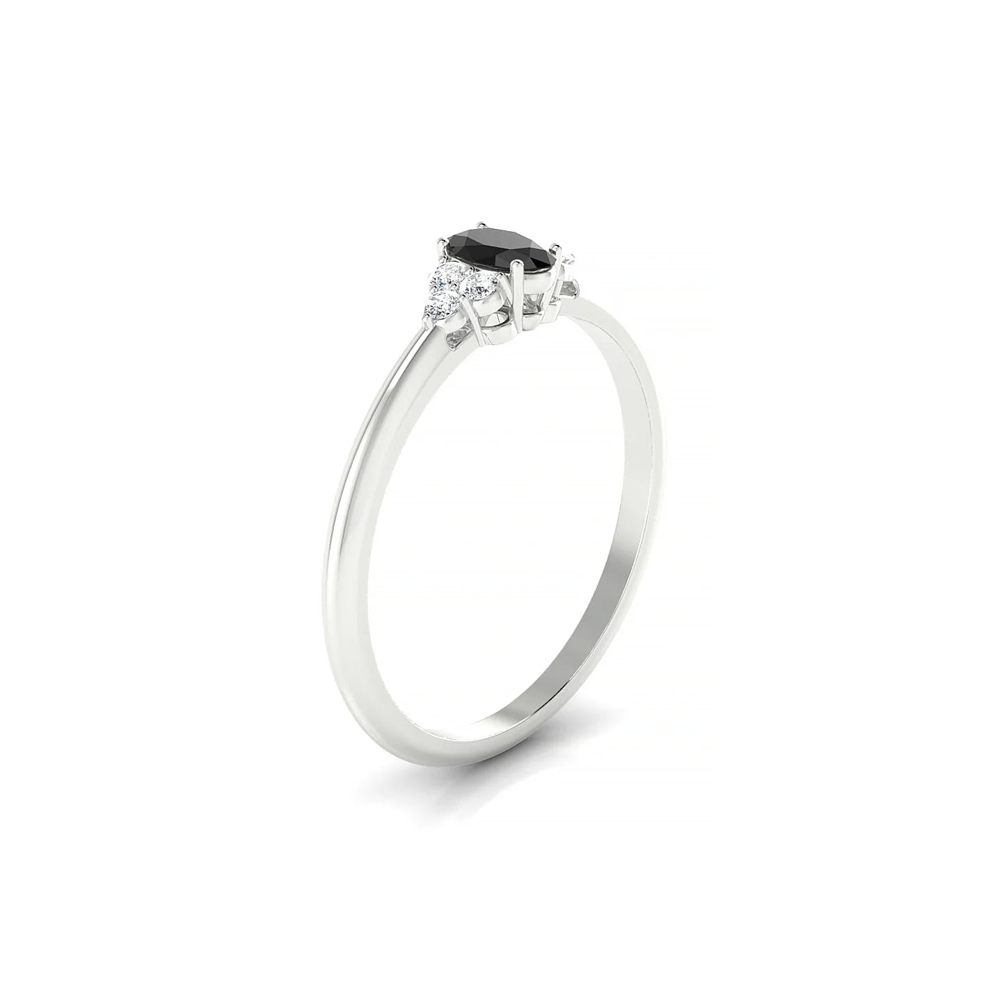 Mirage | 18k White Gold 5 x 3 mm Oval Black Diamond Ring