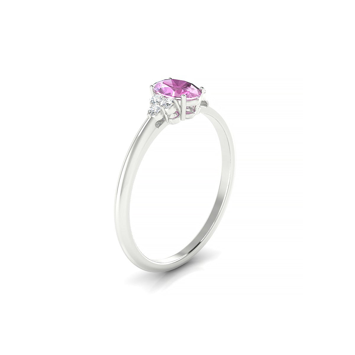Mirage | 18k White Gold 6 x 4 mm Oval Pink Sapphire Ring