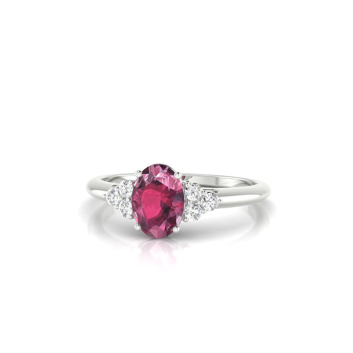 Mirage | 18k White Gold 7 x 5 mm Oval Rhodolite Ring