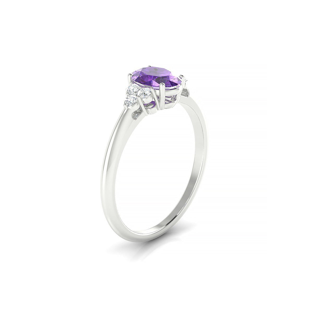 Mirage | 18k White Gold 7 x 5 mm Oval Amethyst Ring