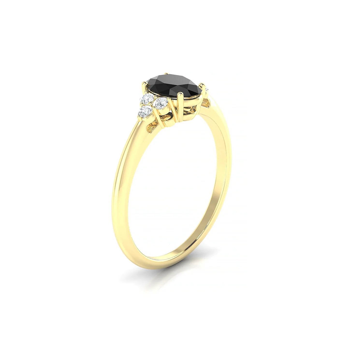 Mirage | 18k Yellow Gold 7 x 5 mm Oval Black Diamond Ring