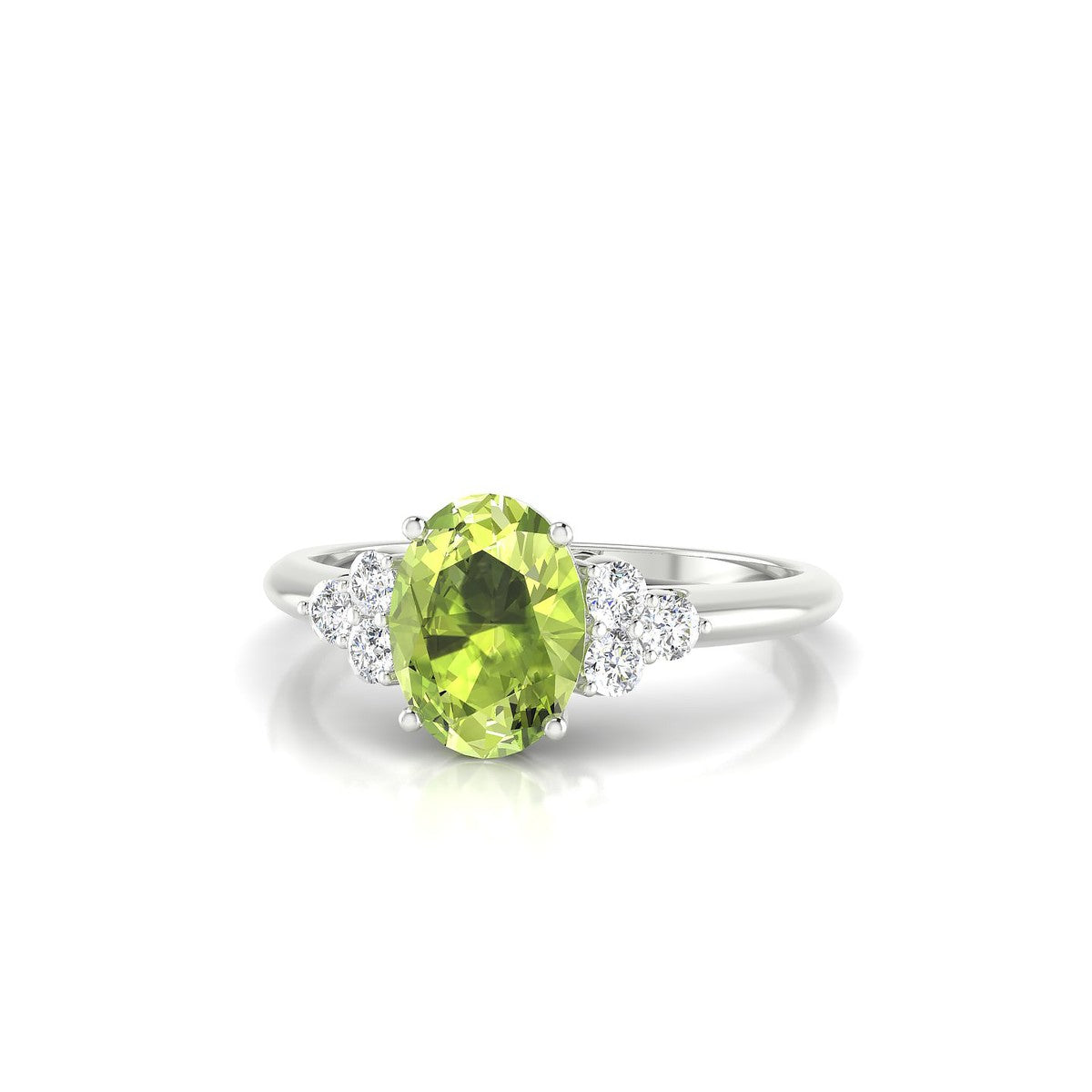Mirage | 18k White Gold 8 x 6 mm Oval Peridot Ring